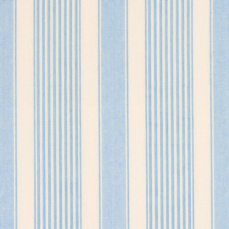 SCHUMACHER SUMMERVILLE LINEN STRIPE SKY FABRIC | Atlanta Fabrics