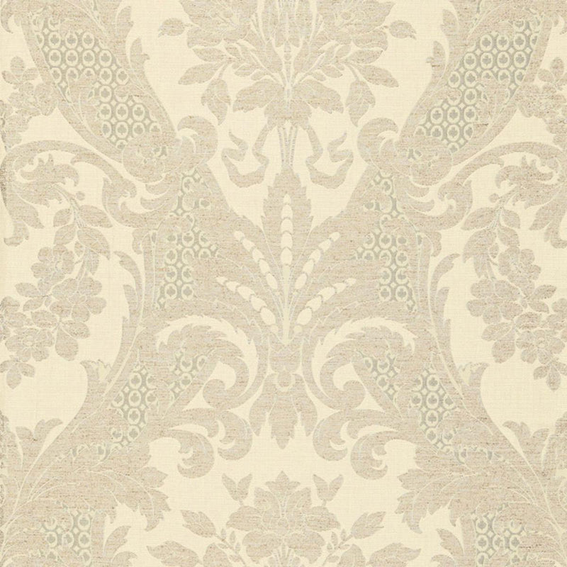 SCHUMACHER TOSCANA LINEN DAMASK GREIGE FABRIC | Atlanta Fabrics