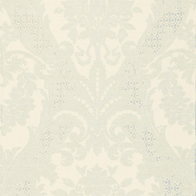 SCHUMACHER TOSCANA LINEN DAMASK POWDER BLUE FABRIC | Atlanta Fabrics