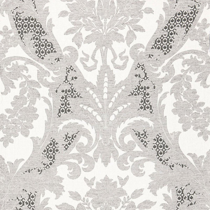 SCHUMACHER TOSCANA LINEN DAMASK GRISAILLE FABRIC | Atlanta Fabrics