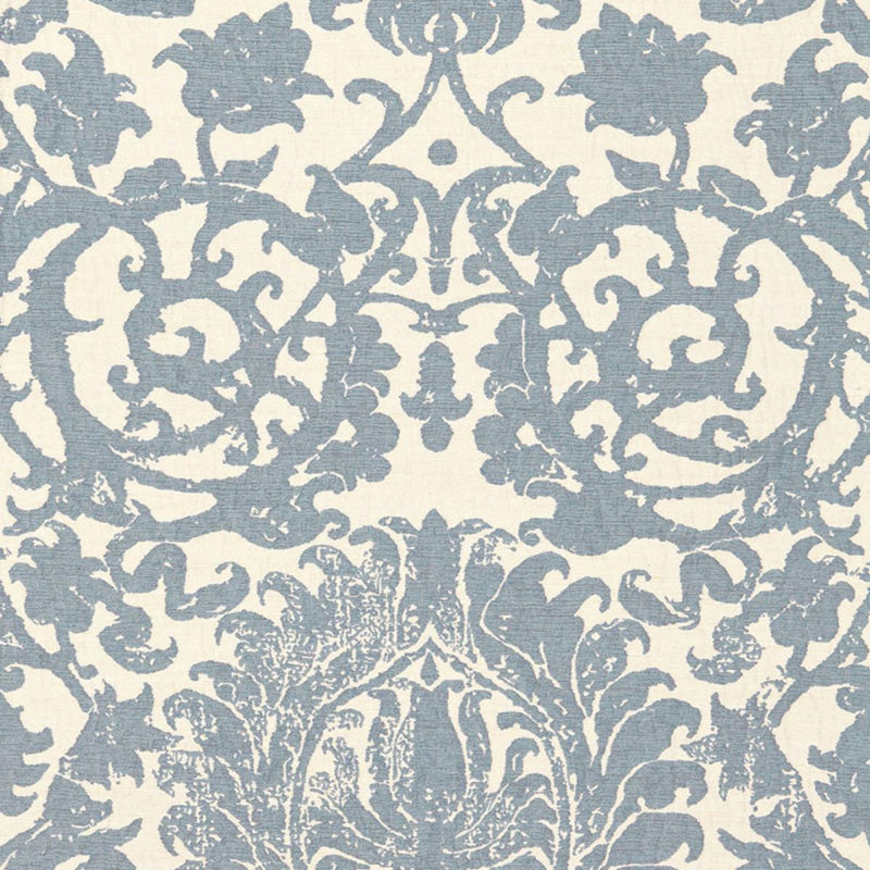 SCHUMACHER AREZZO LINEN DAMASK AZURE FABRIC | Atlanta Fabrics