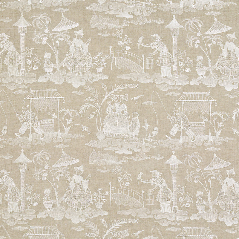 Schumacher Bassano Embroidered Toile LINEN Fabric | Atlanta Fabrics
