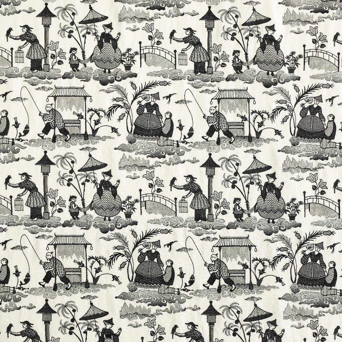SCHUMACHER Bassano Embroidered ToileÂ  BLACK FABRIC | Atlanta Fabrics
