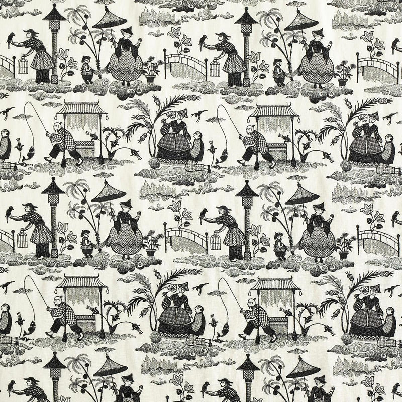 SCHUMACHER Bassano Embroidered ToileÂ  BLACK FABRIC | Atlanta Fabrics