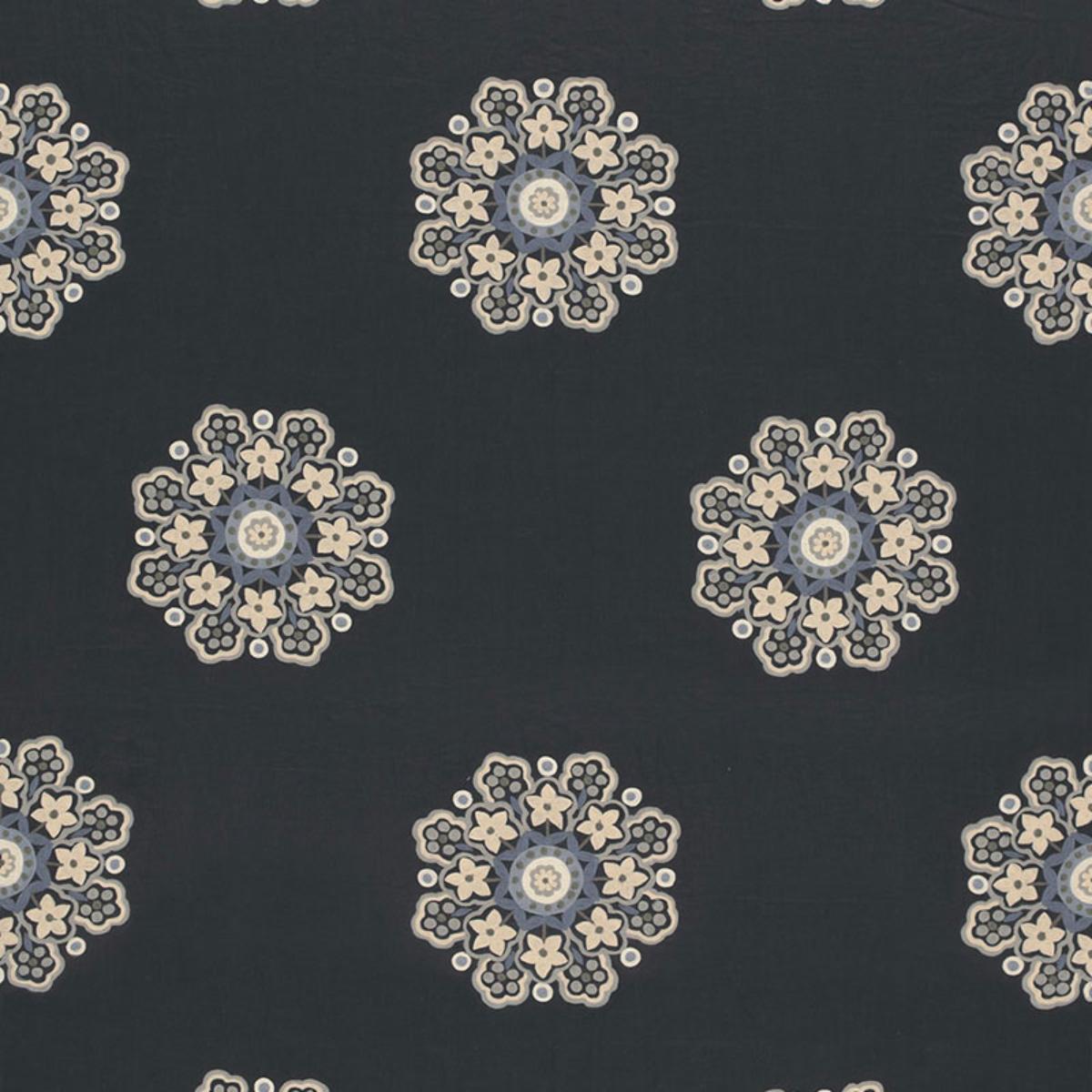 SCHUMACHER Chennai Linen EmbroideryÂ  MIDNIGHT FABRIC | Atlanta Fabrics
