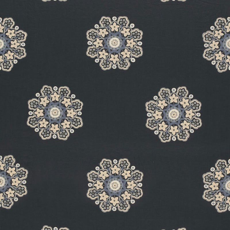 SCHUMACHER Chennai Linen EmbroideryÂ  MIDNIGHT FABRIC | Atlanta Fabrics