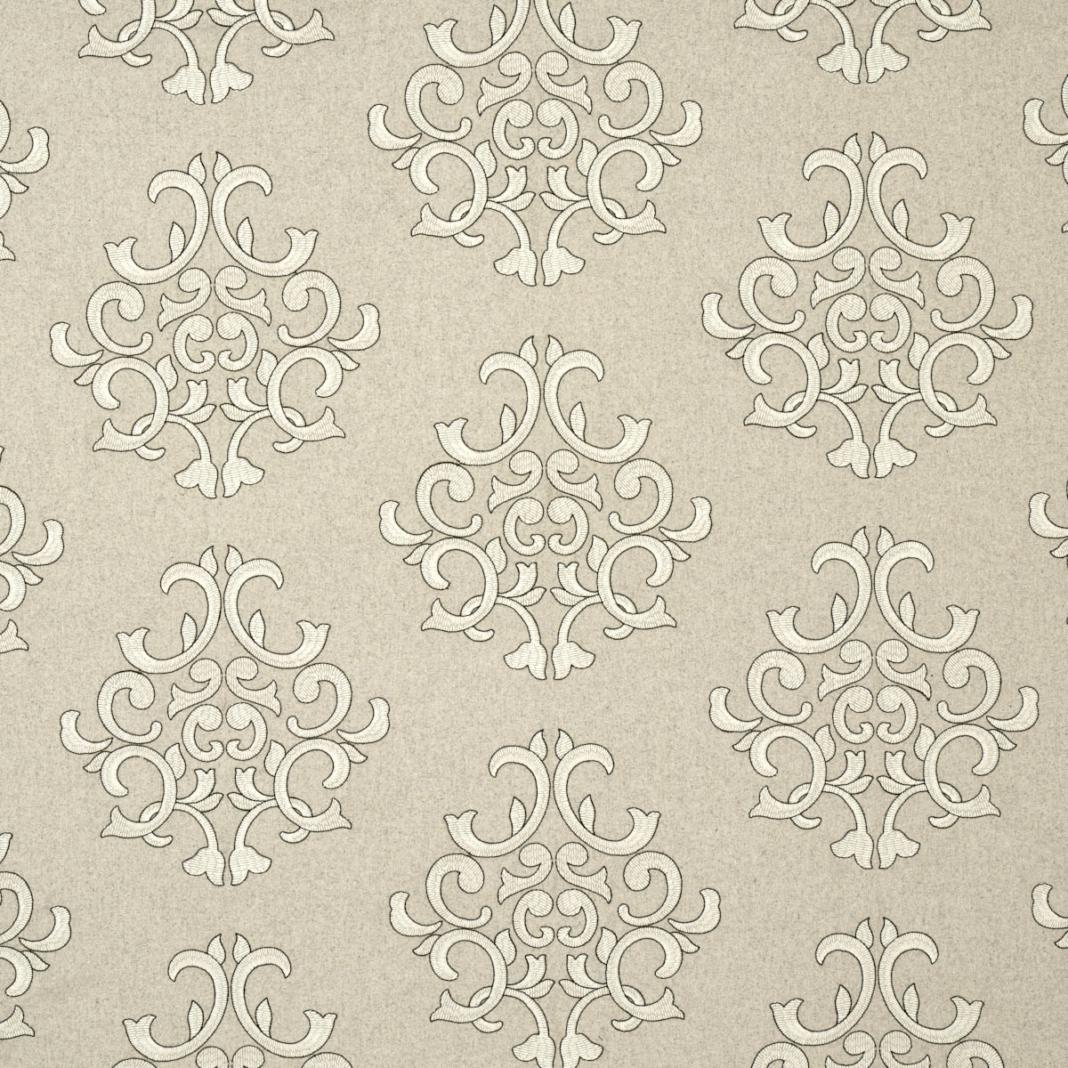Schumacher Byron Embroidered Wool OAT Fabric | Atlanta Fabrics