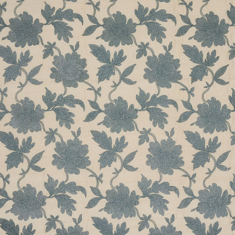 SCHUMACHER MOON GARDEN EMBROIDERY BLUE FABRIC | Atlanta Fabrics