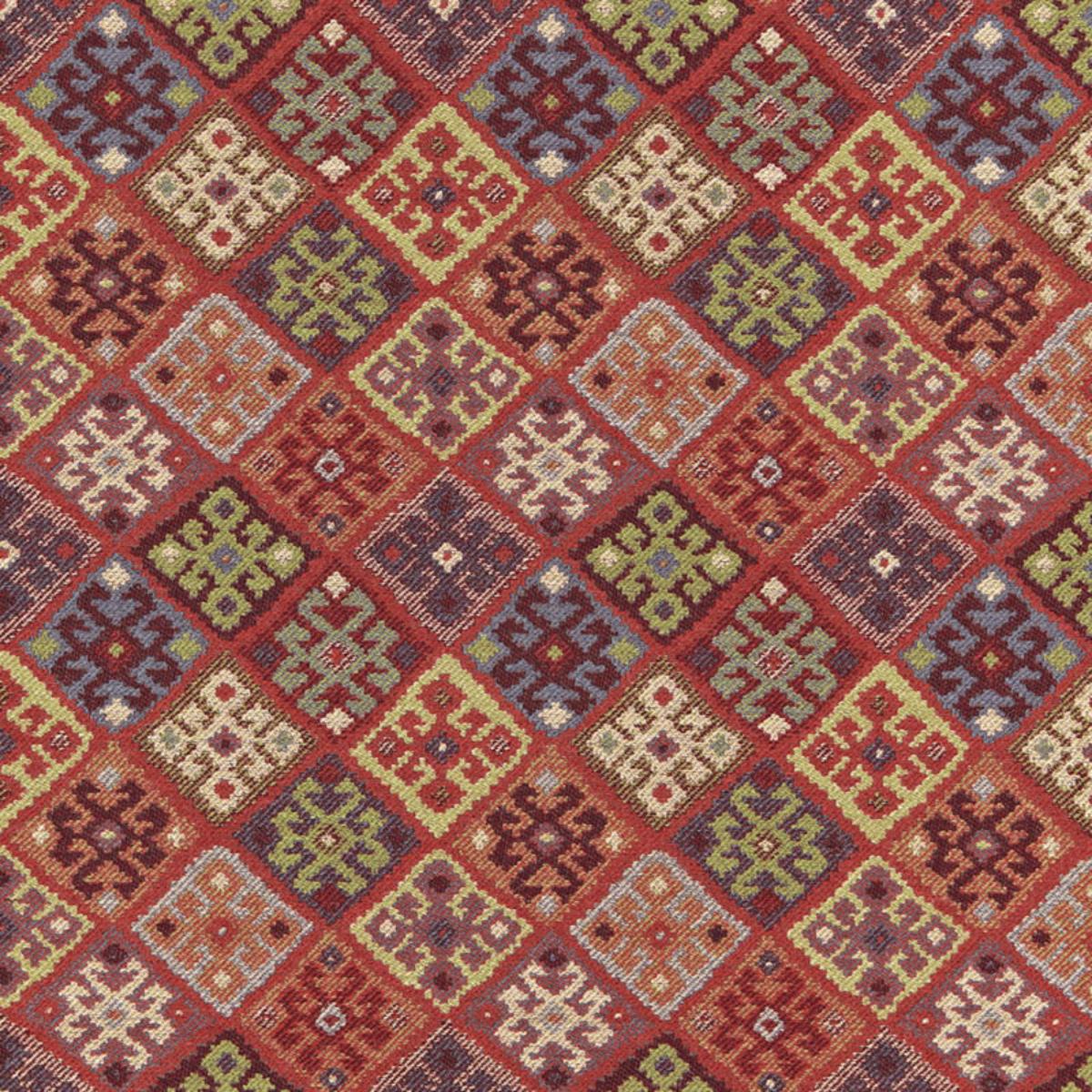 SCHUMACHER KILIM WEAVE CARMINE FABRIC | Atlanta Fabrics