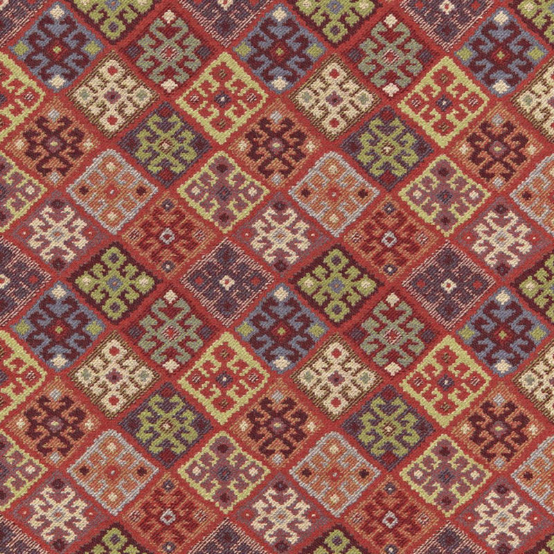 SCHUMACHER KILIM WEAVE CARMINE FABRIC | Atlanta Fabrics