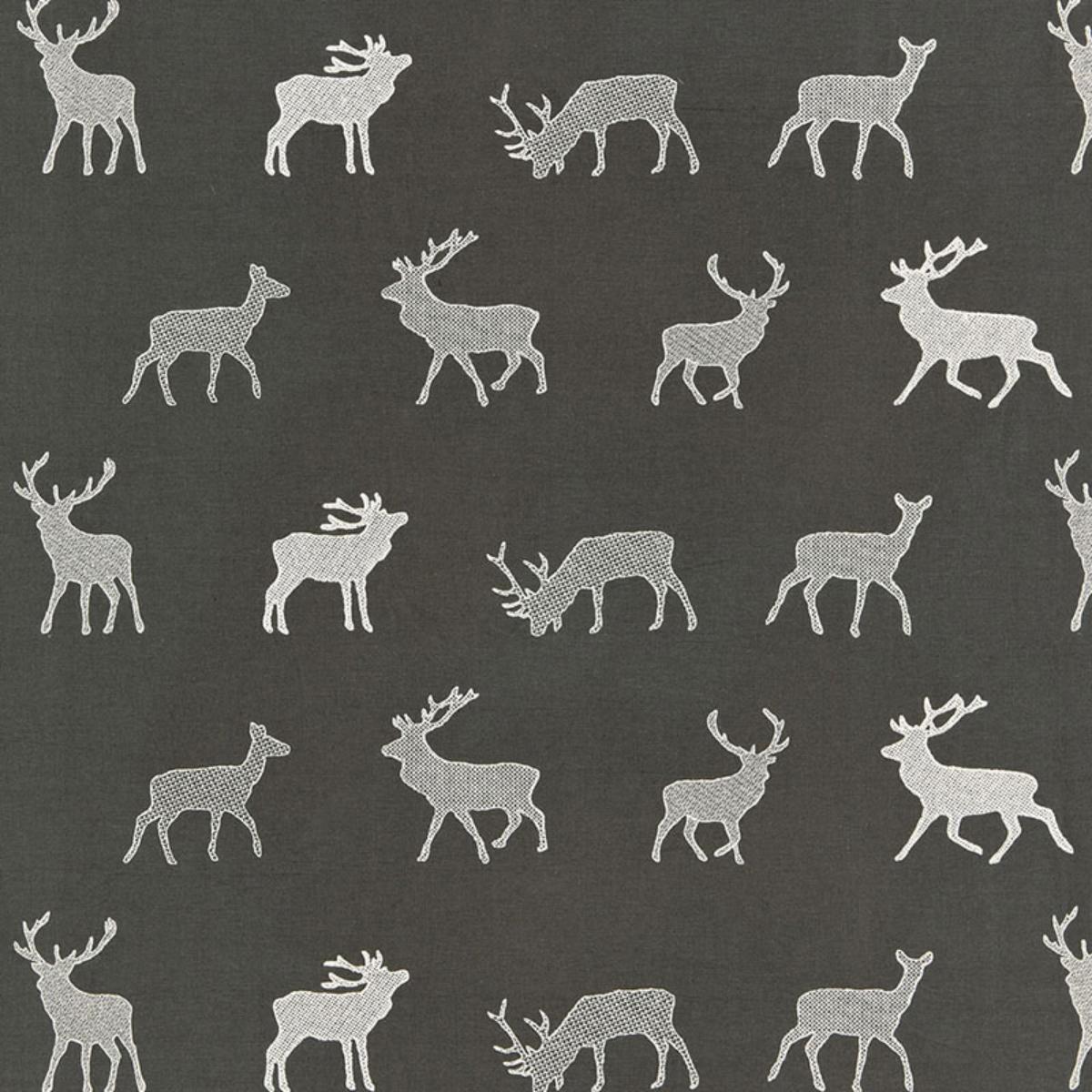 SCHUMACHER Caribou EmbroideryÂ  CHARCOAL FABRIC | Atlanta Fabrics