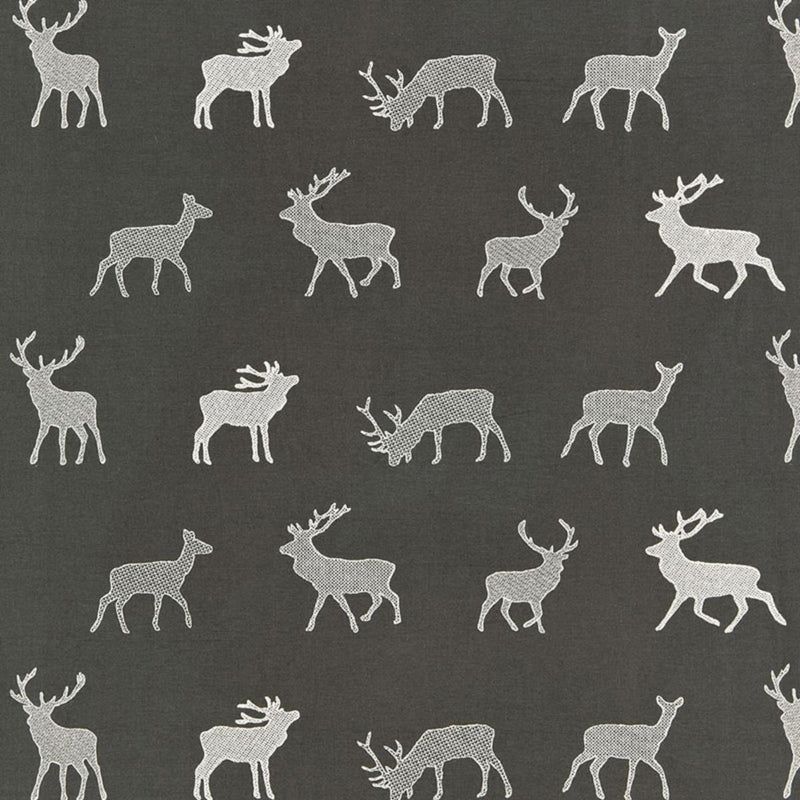 SCHUMACHER Caribou EmbroideryÂ  CHARCOAL FABRIC | Atlanta Fabrics