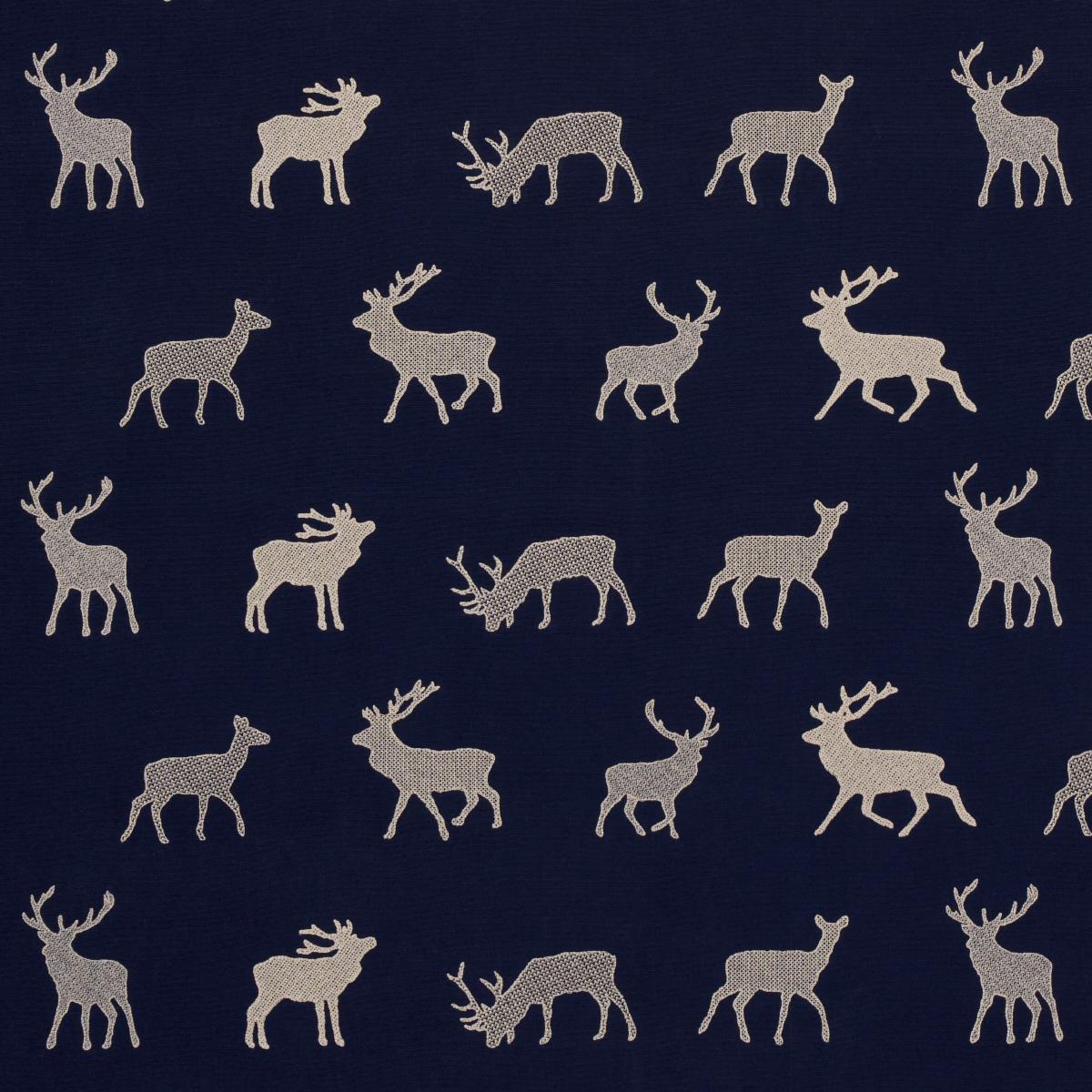 SCHUMACHER CARIBOU EMBROIDERY NAVY FABRIC | Atlanta Fabrics