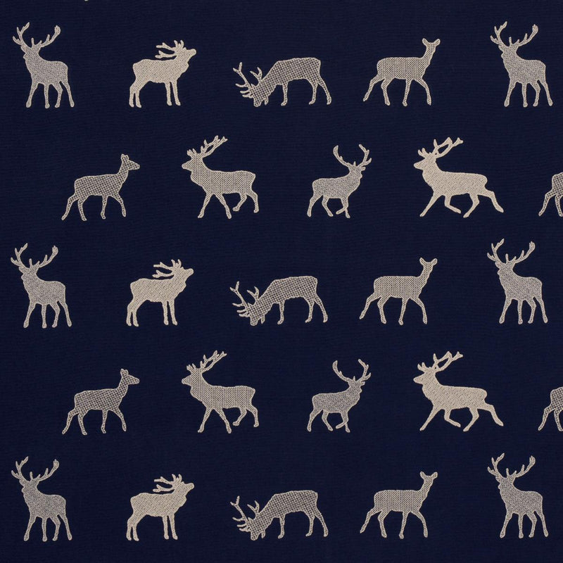 SCHUMACHER CARIBOU EMBROIDERY NAVY FABRIC | Atlanta Fabrics