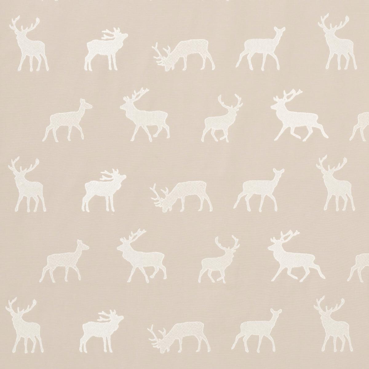 SCHUMACHER CARIBOU EMBROIDERY PARCHMENT FABRIC | Atlanta Fabrics