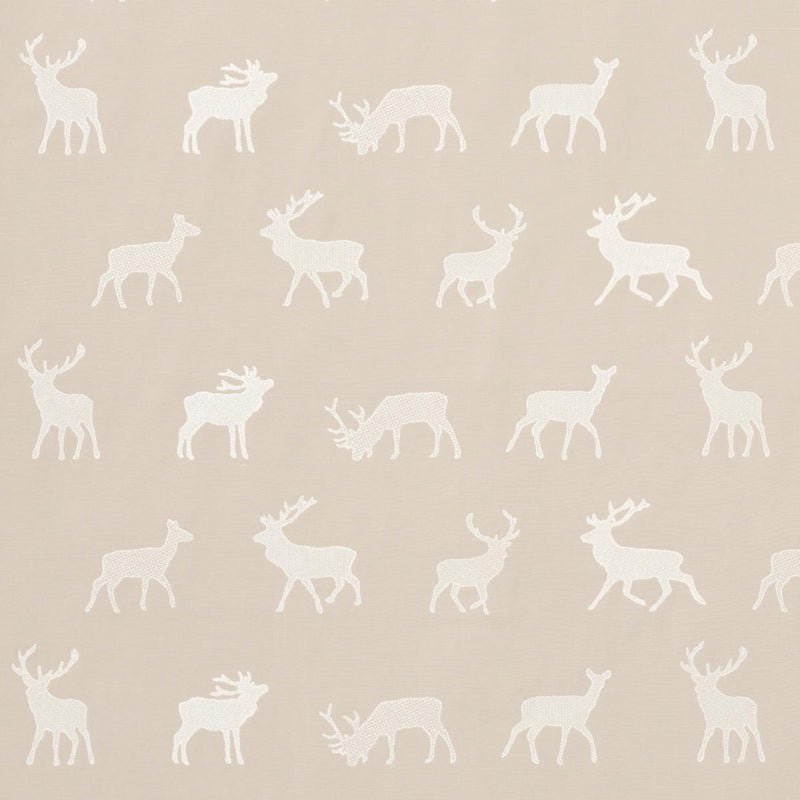 SCHUMACHER CARIBOU EMBROIDERY PARCHMENT FABRIC | Atlanta Fabrics