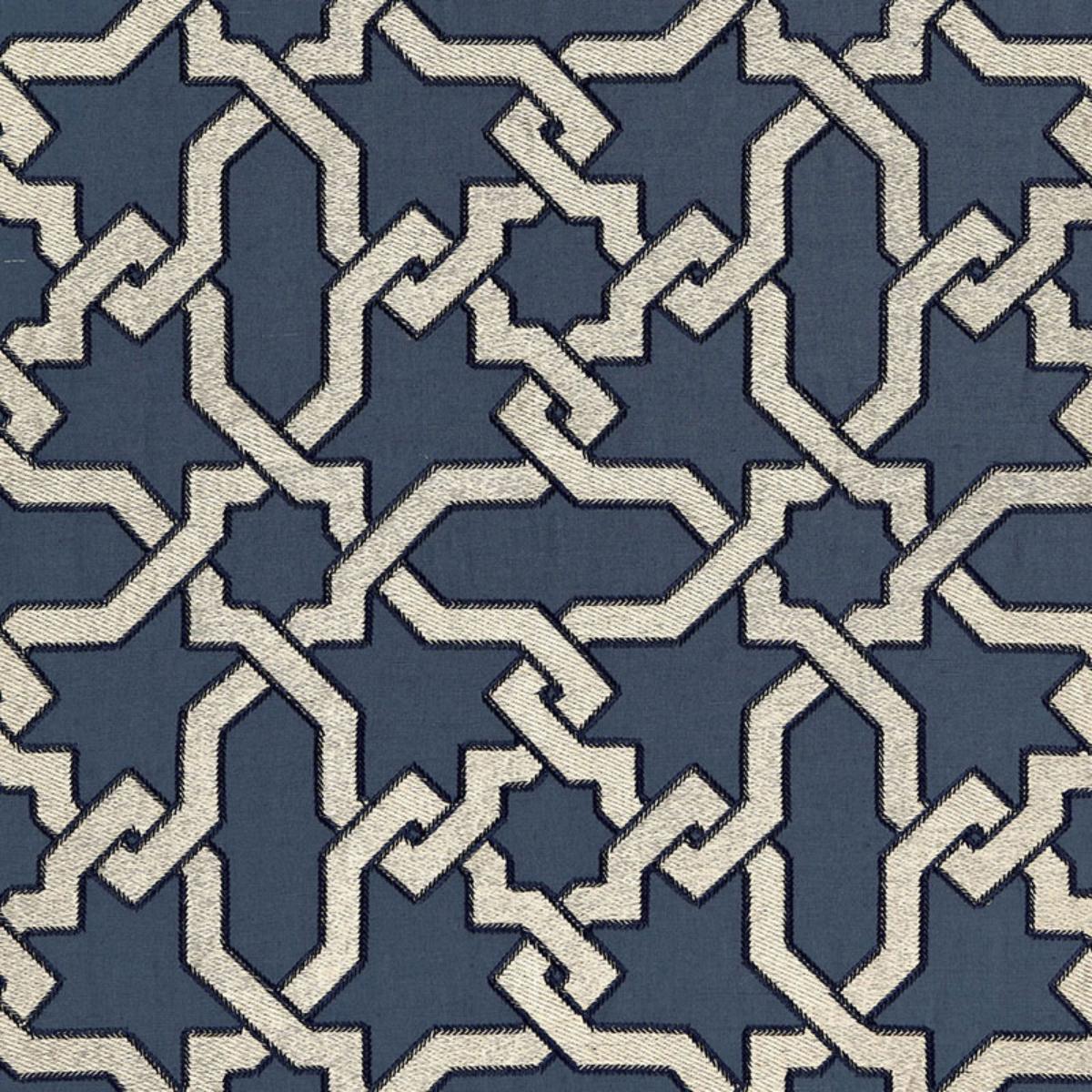 SCHUMACHER CORDOBA EMBROIDERY INDIGO FABRIC | Atlanta Fabrics