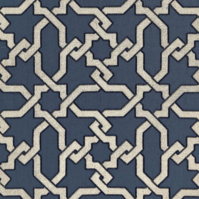 SCHUMACHER CORDOBA EMBROIDERY INDIGO FABRIC | Atlanta Fabrics