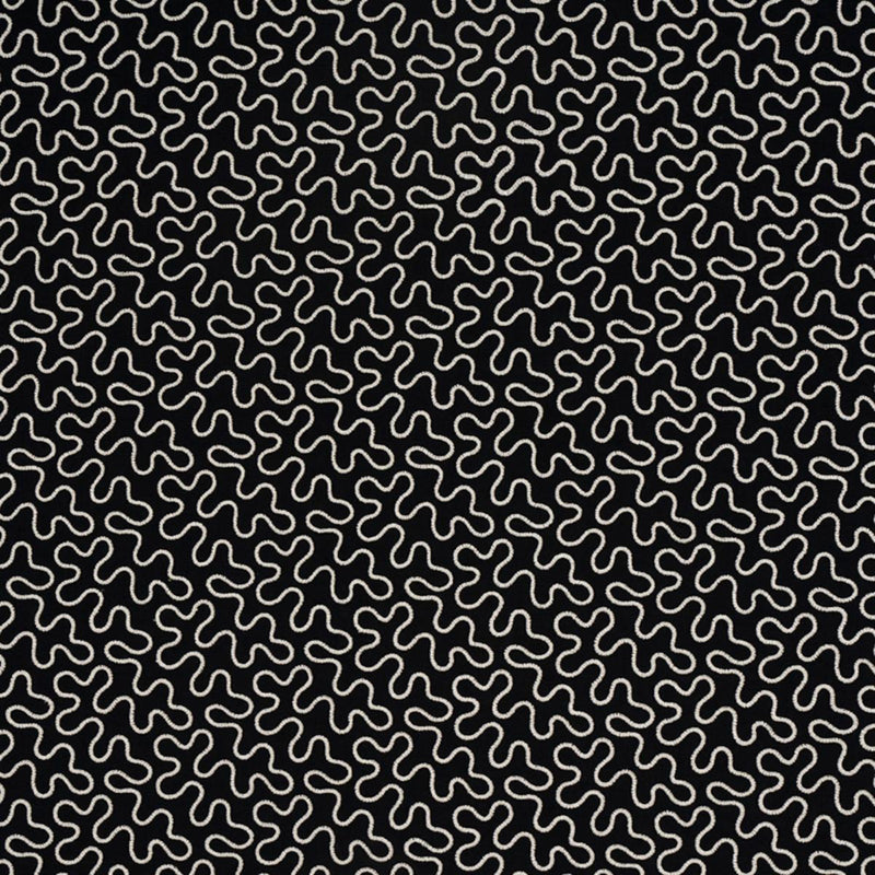 SCHUMACHER MEANDER EMBROIDERY BLACK FABRIC | Atlanta Fabrics