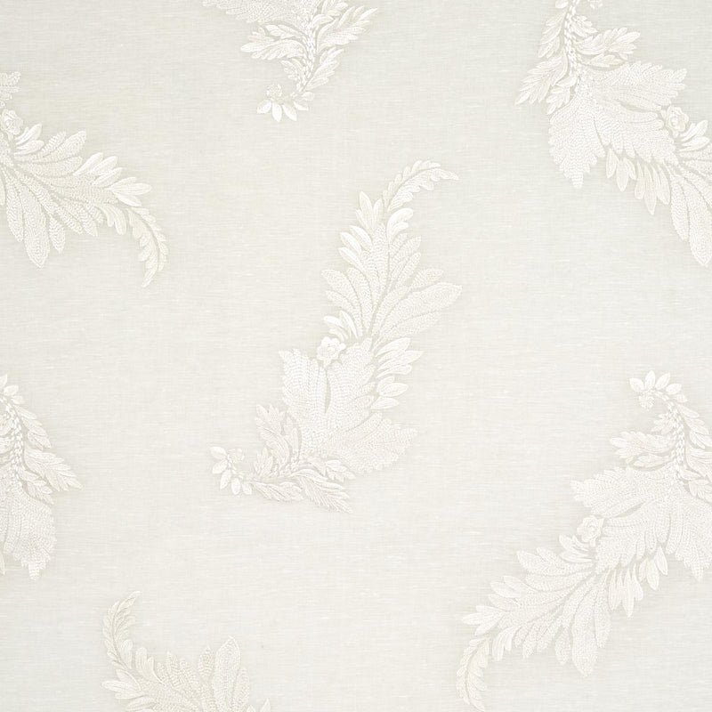 SCHUMACHER CONTESSA EMBROIDERED SHEER IVORY FABRIC | Atlanta Fabrics