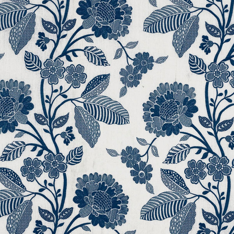 SCHUMACHER ELSPETH INDIGO FABRIC | Atlanta Fabrics