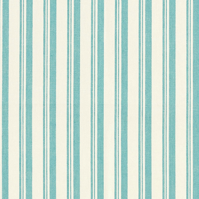 Schumacher CAPRI AQUA/WHITE Fabric | Atlanta Fabrics