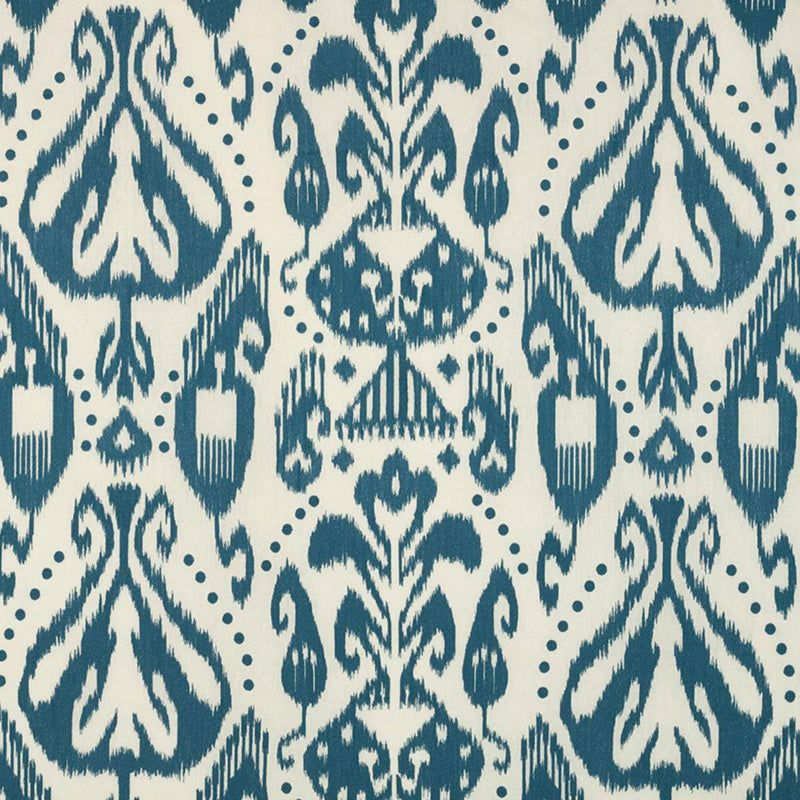 SCHUMACHER KIVA EMBROIDERED IKAT LAPIS FABRIC | Atlanta Fabrics