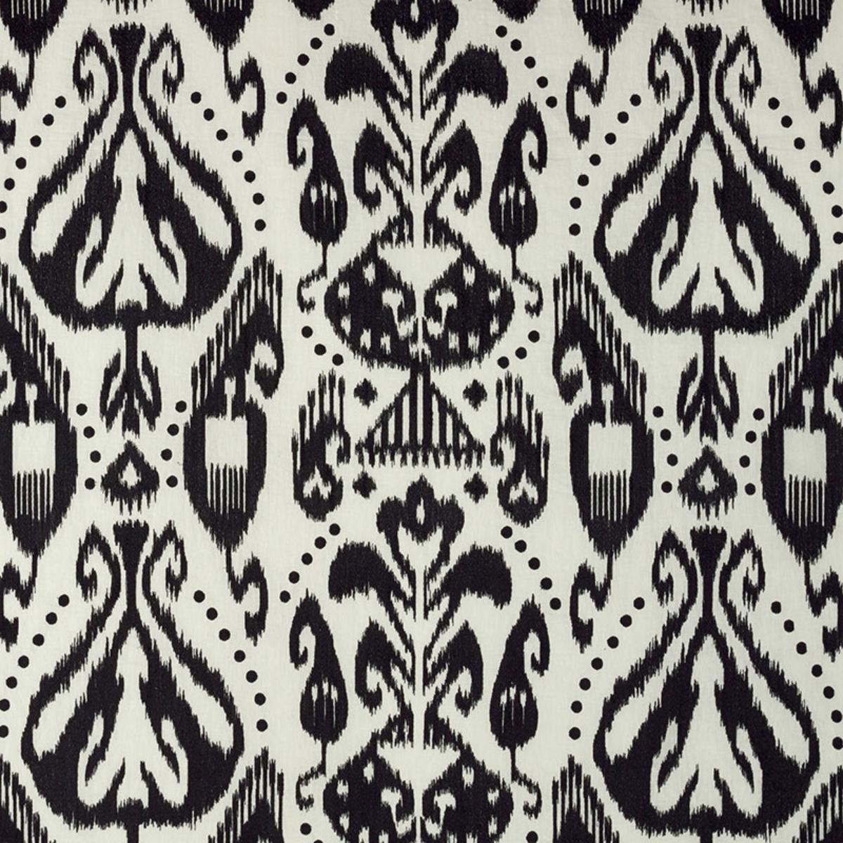 SCHUMACHER KIVA EMBROIDERED IKAT RAVEN FABRIC | Atlanta Fabrics