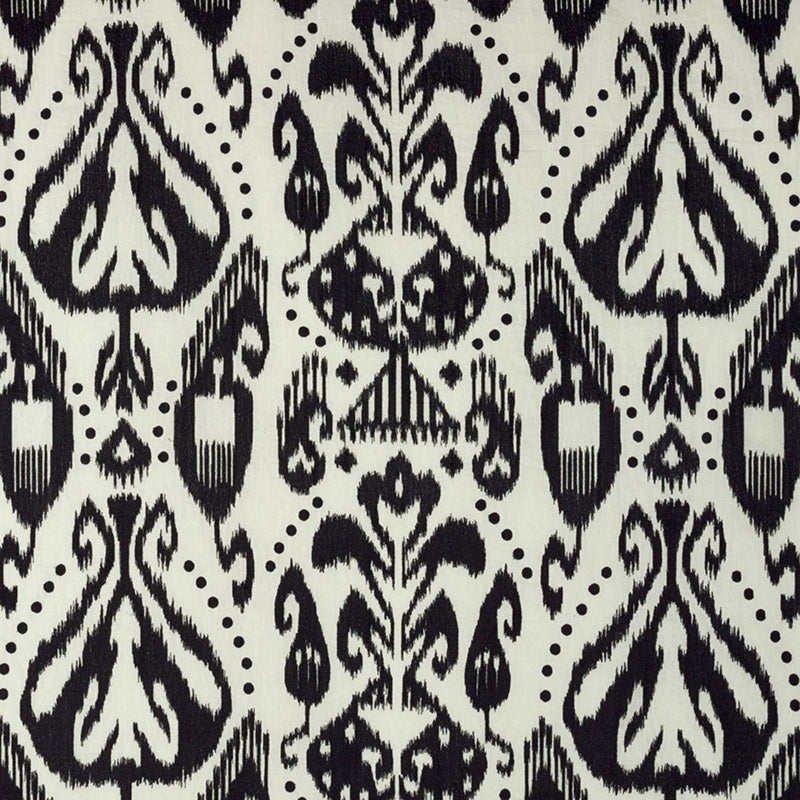 SCHUMACHER KIVA EMBROIDERED IKAT RAVEN FABRIC | Atlanta Fabrics