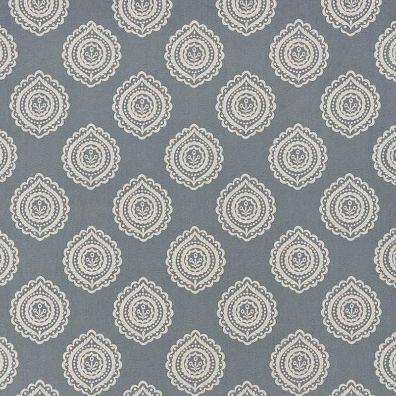 SCHUMACHER OLANA LINEN EMBROIDERY SLATE FABRIC | Atlanta Fabrics