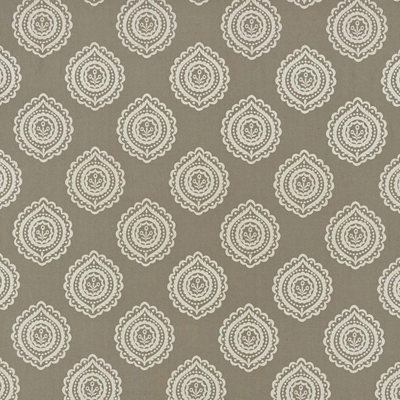 SCHUMACHER OLANA LINEN EMBROIDERY STONE FABRIC | Atlanta Fabrics