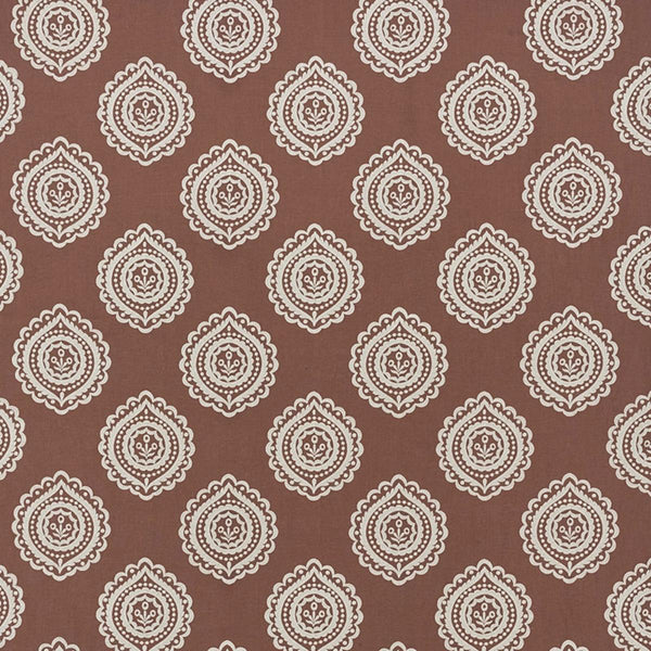 SCHUMACHER OLANA LINEN EMBROIDERY CAFE MOCHA FABRIC | Atlanta Fabrics