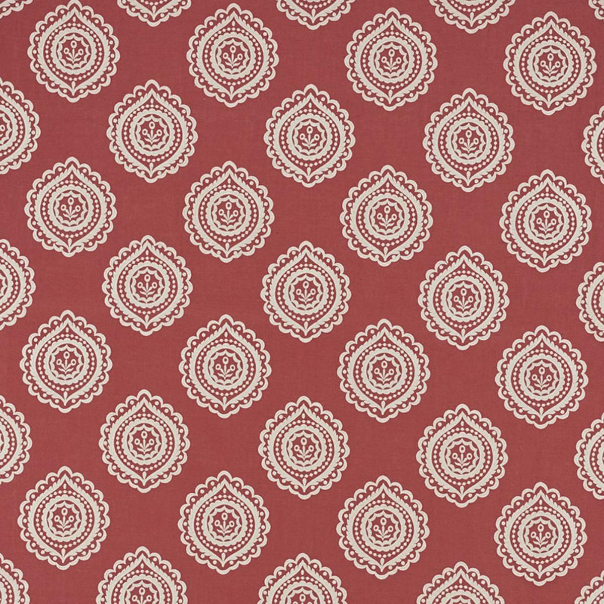 Schumacher OLANA LINEN EMBROIDERY TUSCAN RED Fabric | Atlanta Fabrics