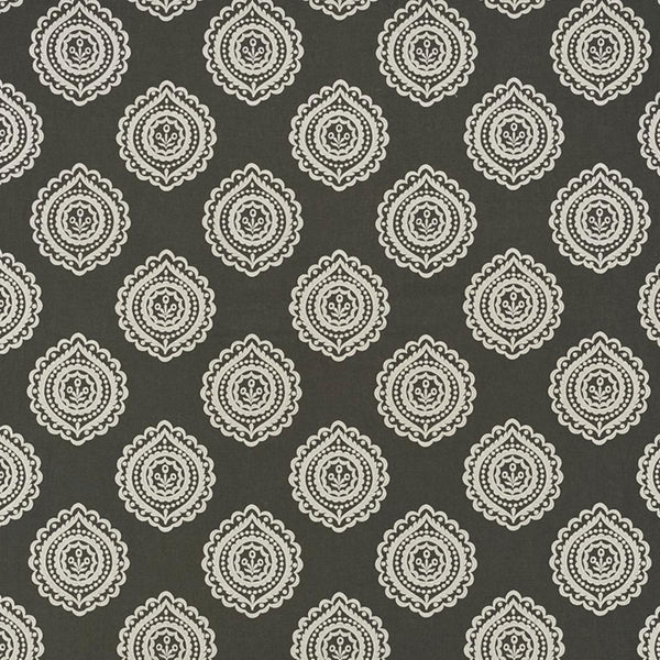 SCHUMACHER OLANA LINEN EMBROIDERY GRAPHITE FABRIC | Atlanta Fabrics