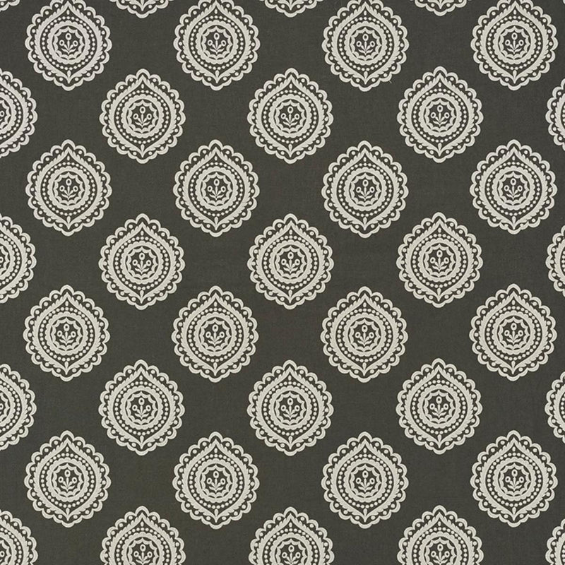 SCHUMACHER OLANA LINEN EMBROIDERY GRAPHITE FABRIC | Atlanta Fabrics