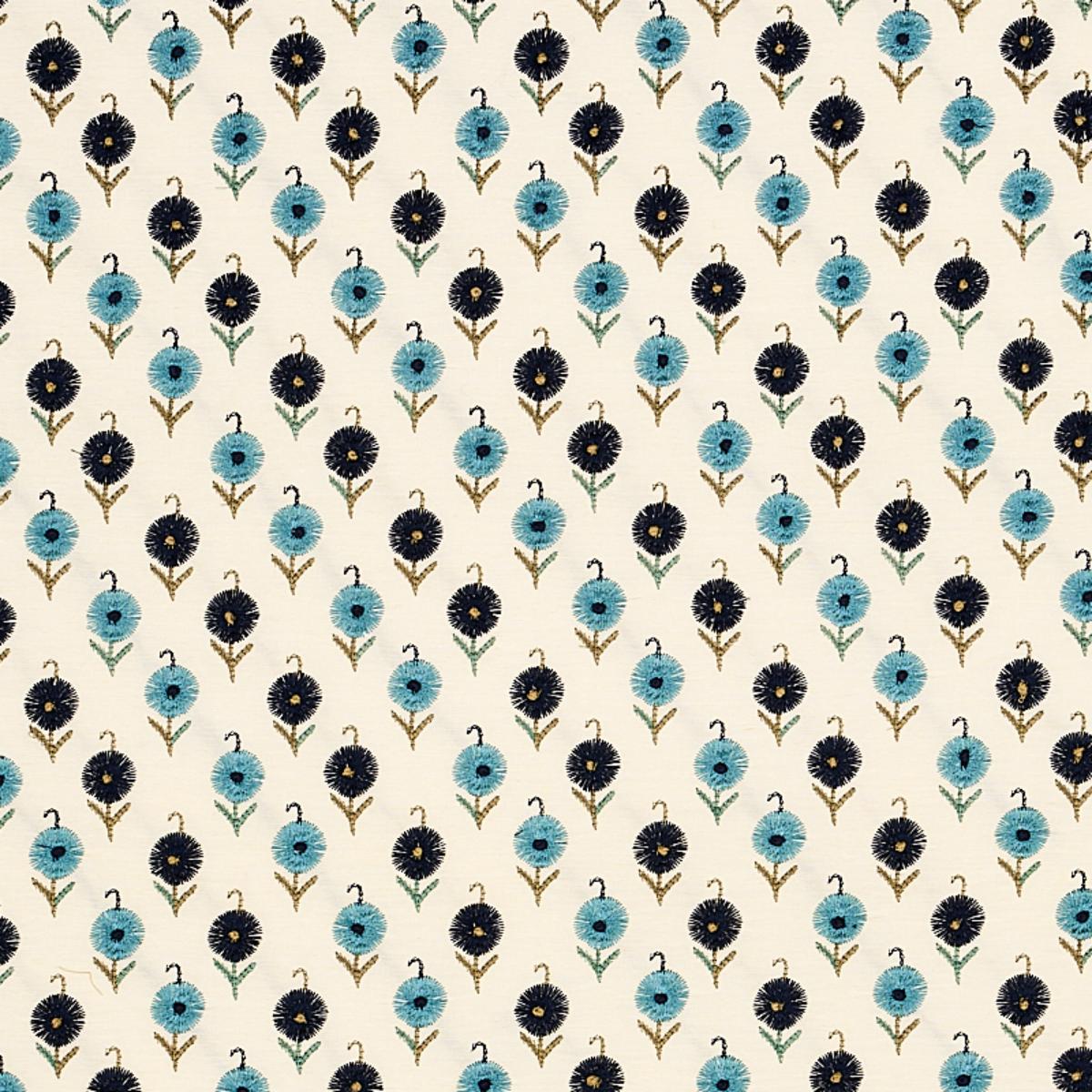 SCHUMACHER AVODICA EMBROIDERY AEGEAN FABRIC | Atlanta Fabrics