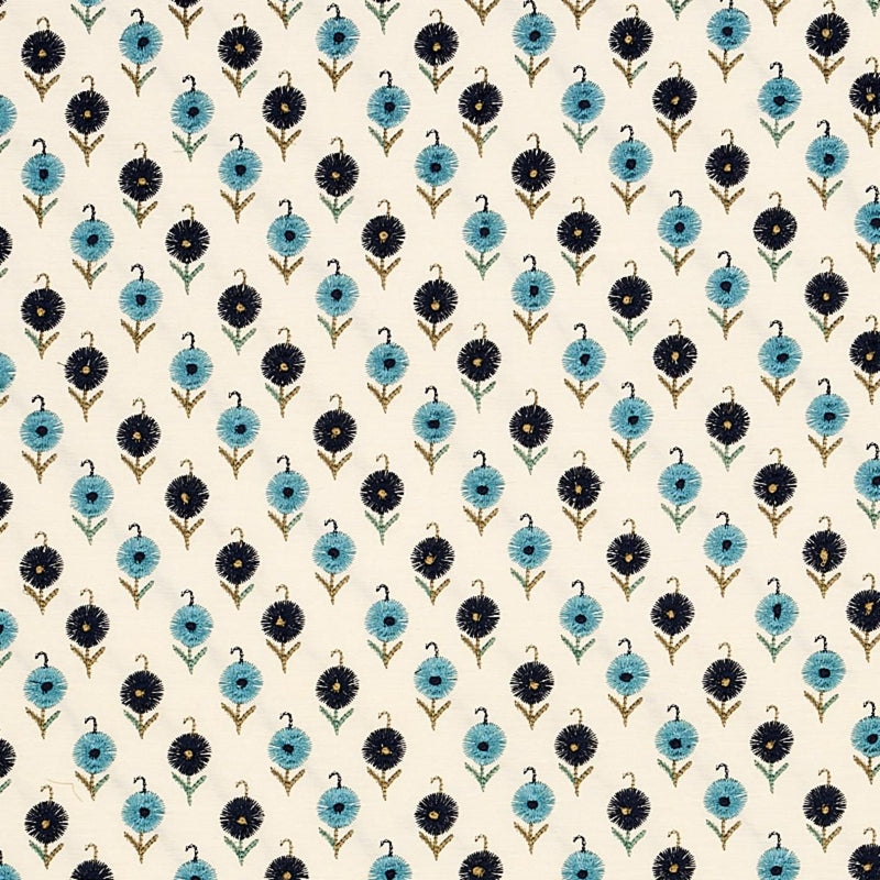 SCHUMACHER AVODICA EMBROIDERY AEGEAN FABRIC | Atlanta Fabrics