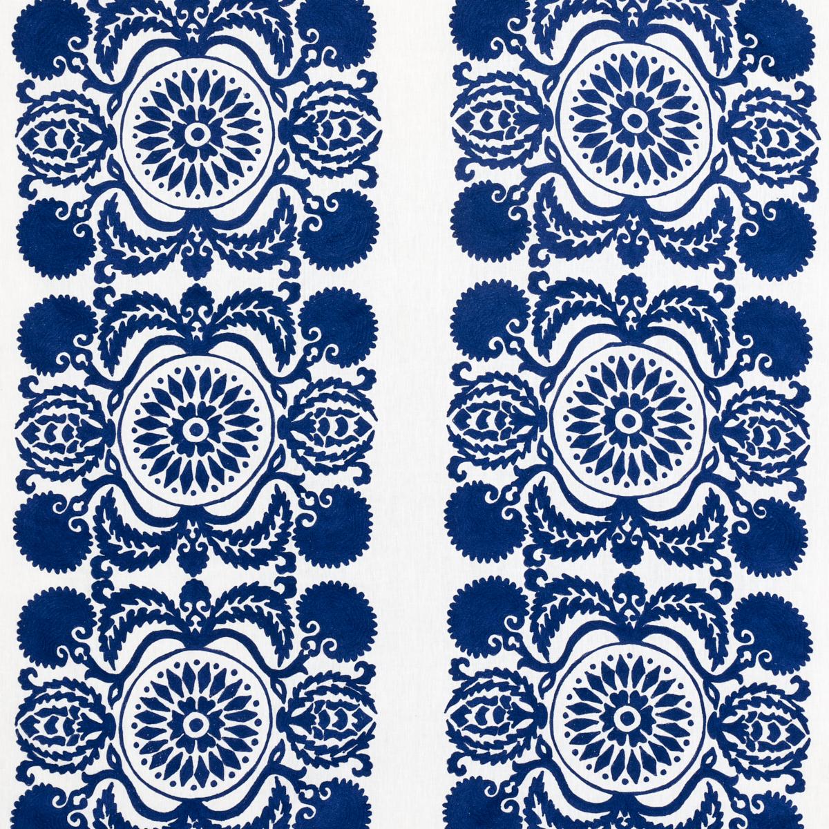 SCHUMACHER CASTANET EMBROIDERY COBALT FABRIC | Atlanta Fabrics