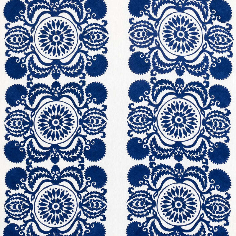 SCHUMACHER CASTANET EMBROIDERY COBALT FABRIC | Atlanta Fabrics