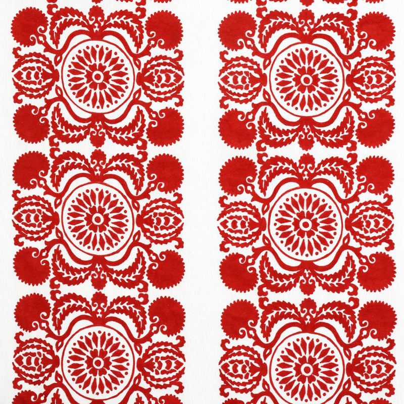 SCHUMACHER CASTANET EMBROIDERY RED FABRIC | Atlanta Fabrics