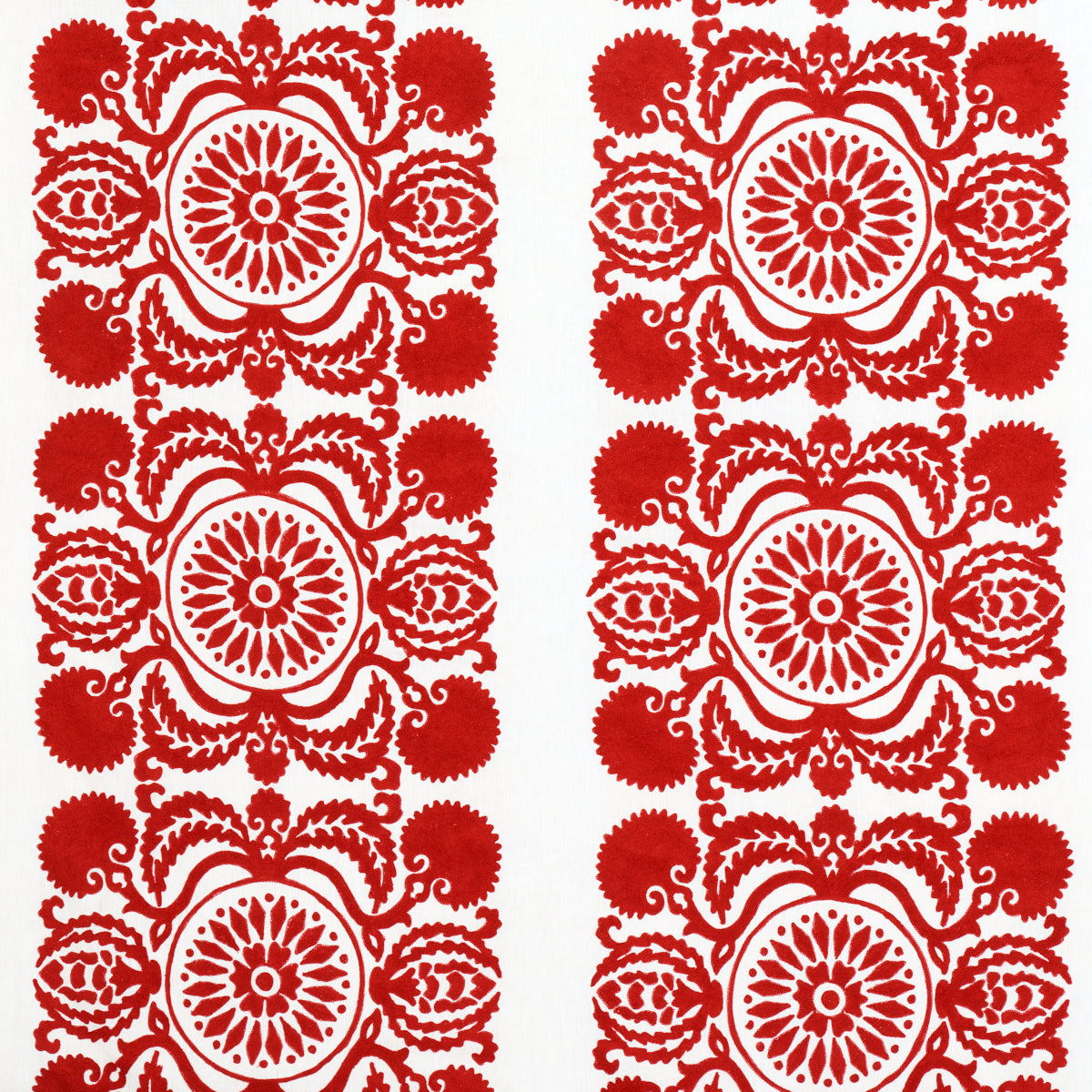 Schumacher CASTANET EMBROIDERY RED Fabric | Atlanta Fabrics