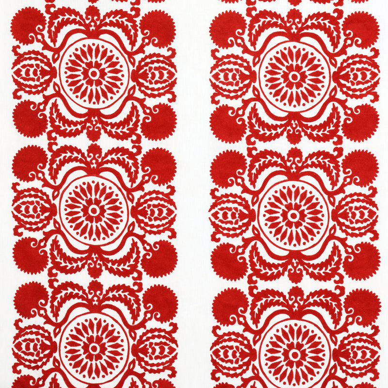 Schumacher CASTANET EMBROIDERY RED Fabric | Atlanta Fabrics