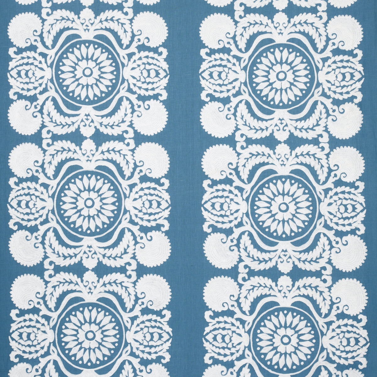 Schumacher CASTANET EMBROIDERY CHAMBRAY Fabric | Atlanta Fabrics