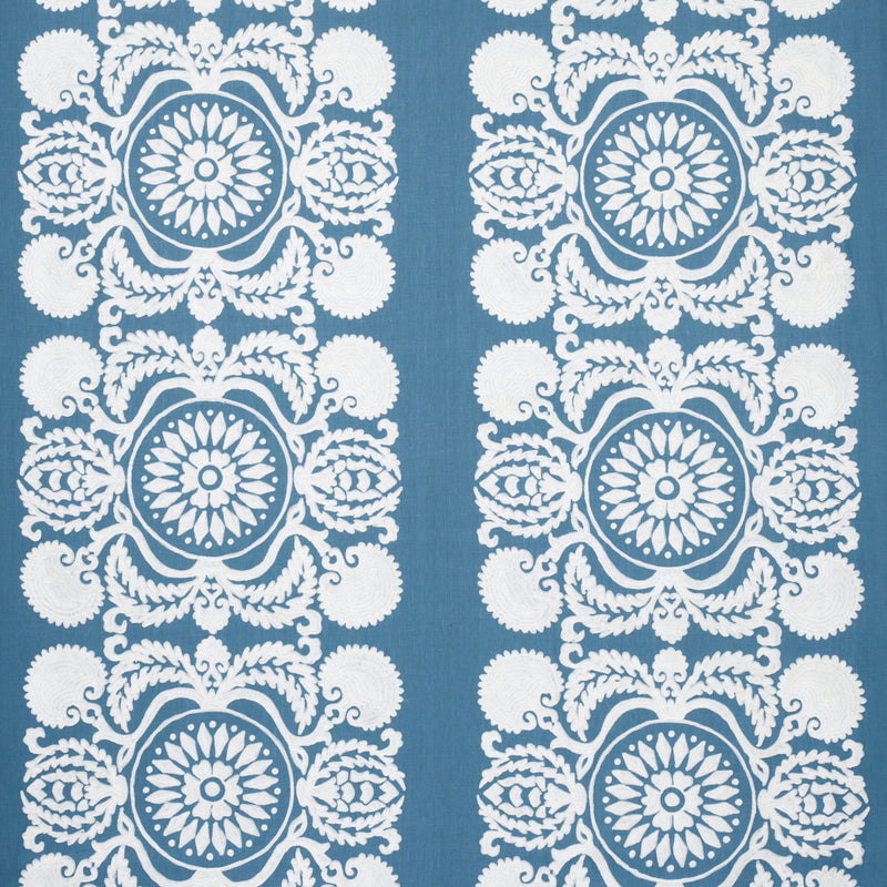Schumacher CASTANET EMBROIDERY CHAMBRAY Fabric | Atlanta Fabrics