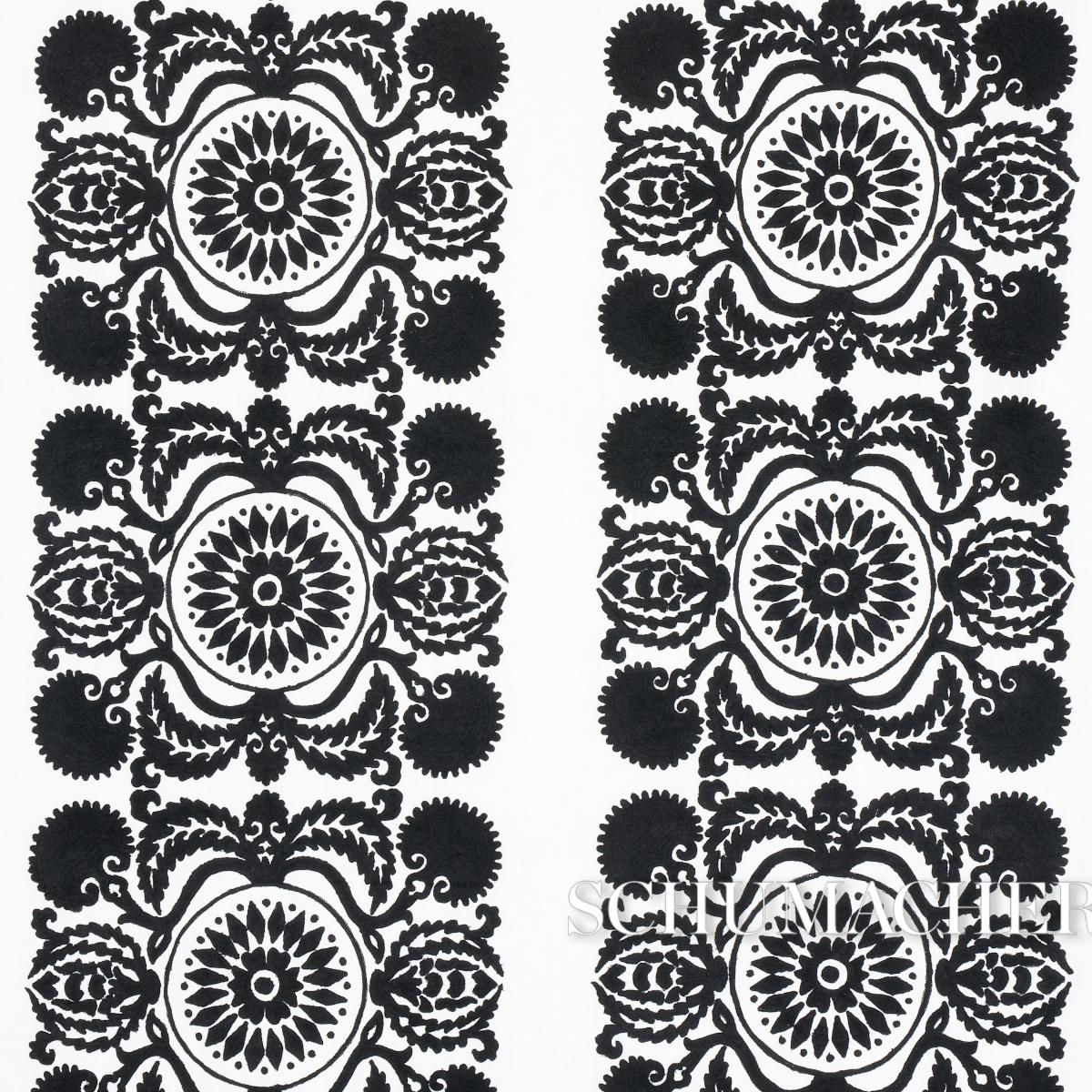 SCHUMACHER CASTANET EMBROIDERY BLACK FABRIC | Atlanta Fabrics