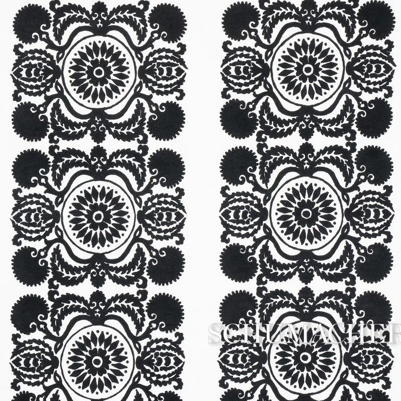 SCHUMACHER CASTANET EMBROIDERY BLACK FABRIC | Atlanta Fabrics