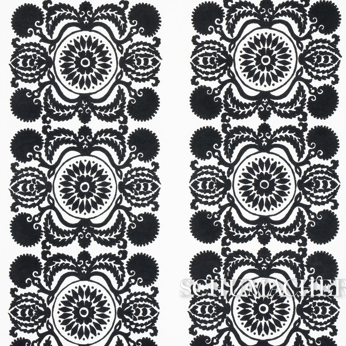 Schumacher CASTANET EMBROIDERY BLACK Fabric | Atlanta Fabrics