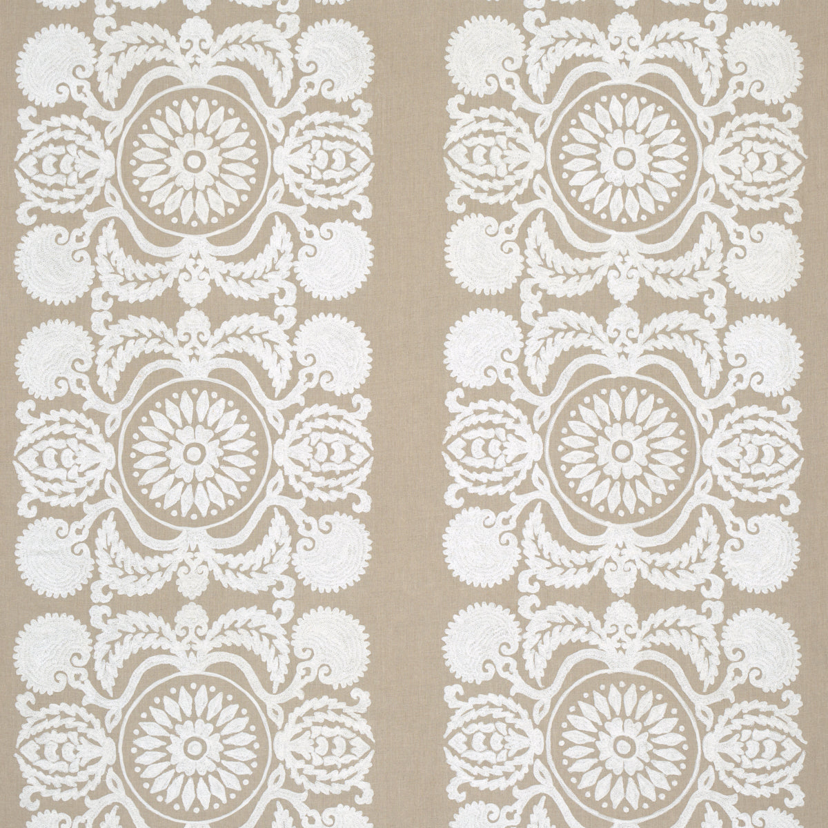 Schumacher CASTANET EMBROIDERY NATURAL Fabric | Atlanta Fabrics