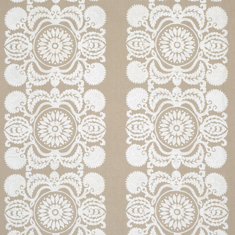 Schumacher CASTANET EMBROIDERY NATURAL Fabric | Atlanta Fabrics