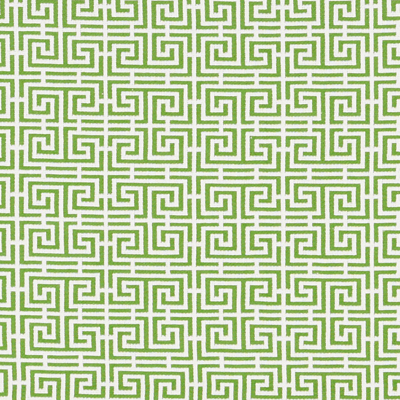 Schumacher CHINOIS FRET GREEN/WHITE Fabric | Atlanta Fabrics